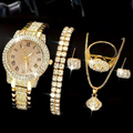 Elegant 7-piece jewelry and quartz watch set