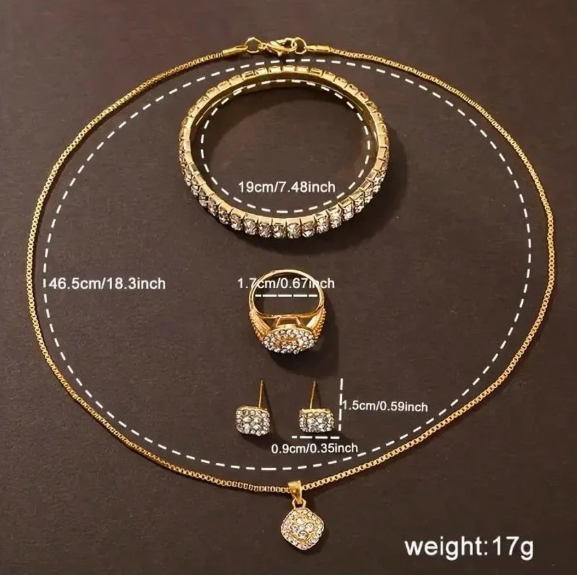 Elegant 7-piece jewelry and quartz watch set